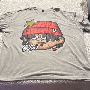 Manfinity Gray Short Sleeve Tee with Cartoon Graphic